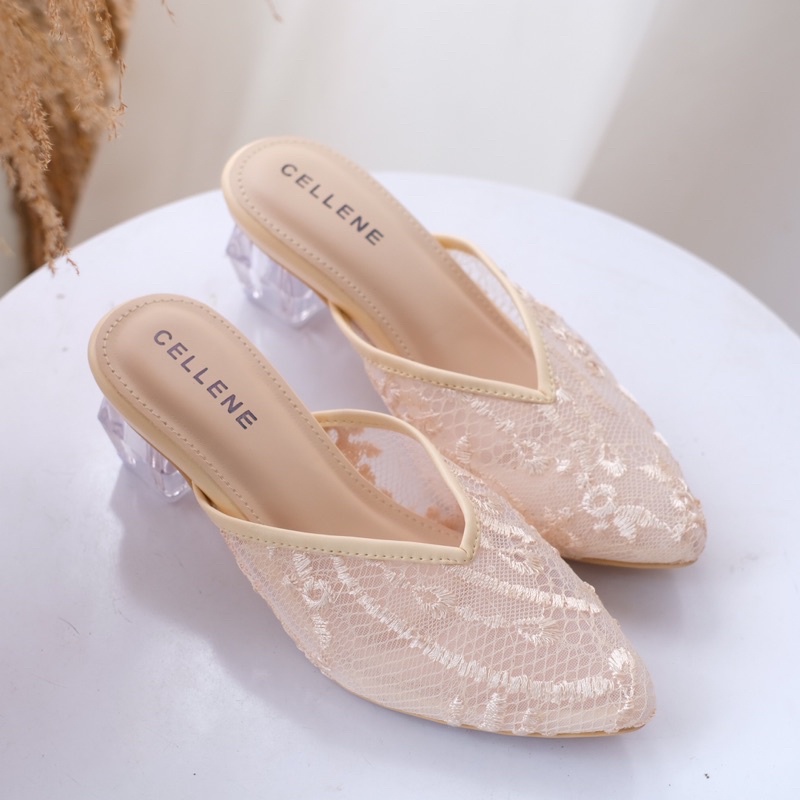 CELLENE Hexa Clear Heels 8 warna | Wedding Shoes Heels Brukat Hak Kaca Glass 5cm