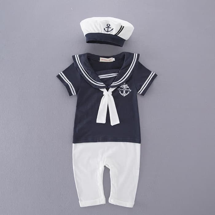 ROMPER BAYI PELAUT BIRU ROMPER BABY SAILOR NAVY BLUE
