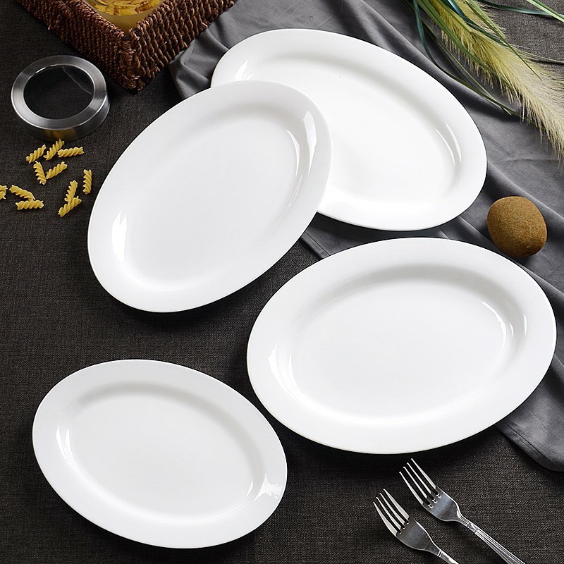 Piring Keramik Bentuk Oval - Ukuran 23 cm/25 cm