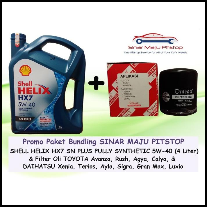 Paket Bundling Oli Mobil Shell Helix Hx7 & Filter Oli Avanza, Xenia