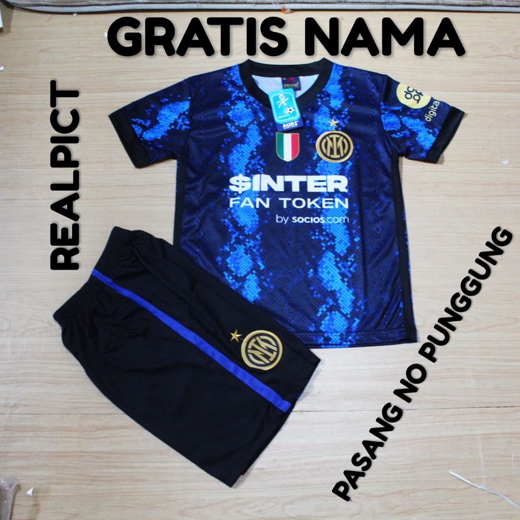 baju bola anak inter milani/jersey baju kaos celana bola intermilani full printing size 6-12thn