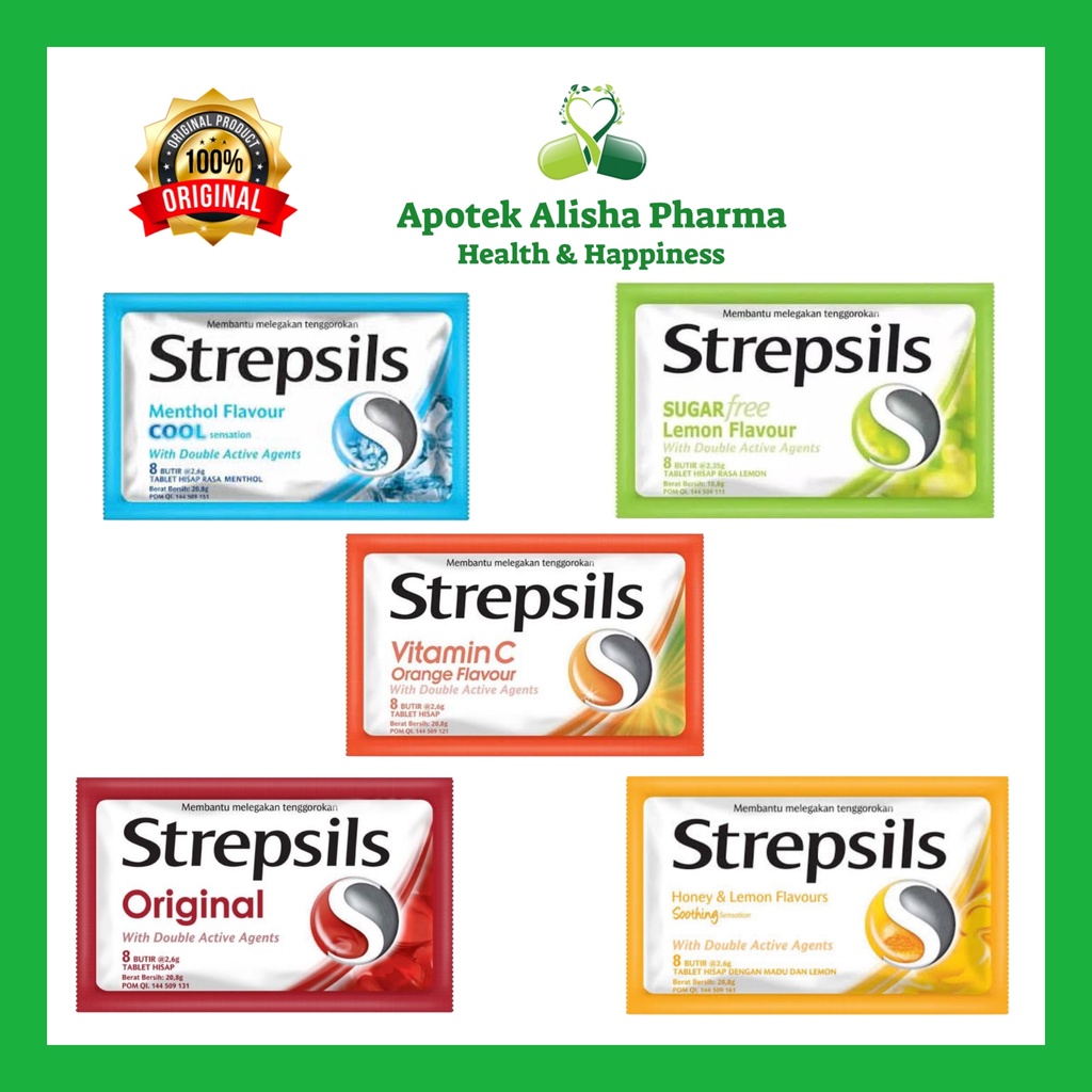 STREPSILS isi 8 Tablet - Permen Pelega Tenggorokan