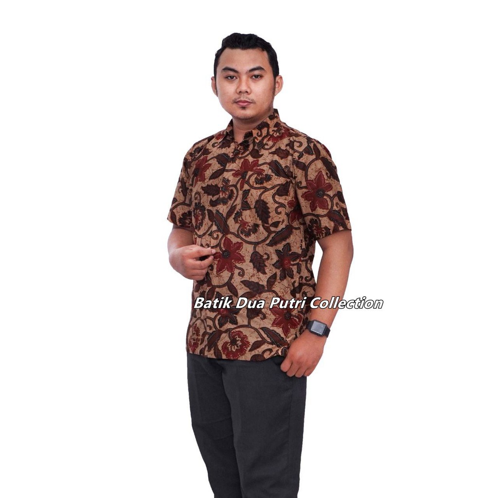 Batik Couple Blouse Batik Wanita Atasan Batik Lengan Serut Hem Batik Pria Lengan Pendek