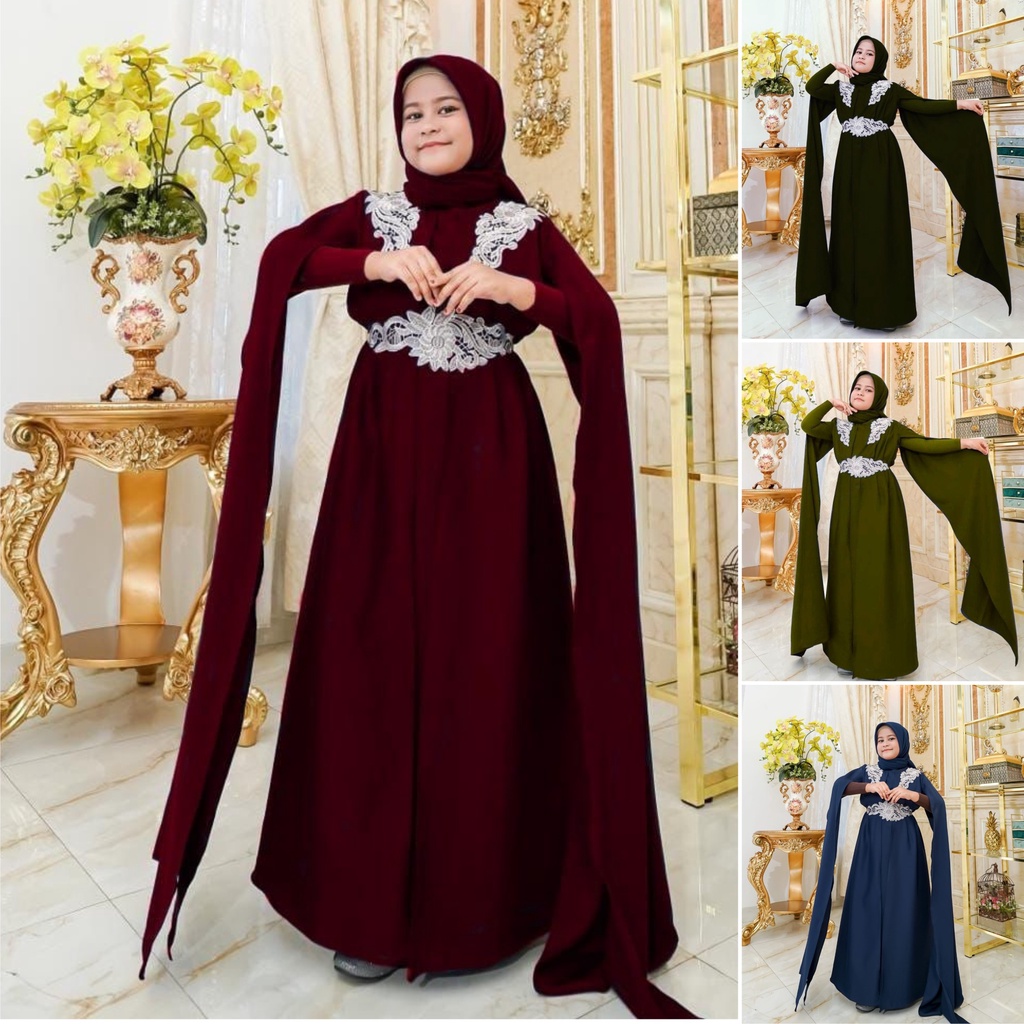 FenishaStore Maxi Almeera Kid's Dress Baju Gamis Muslim Anak Terbaru Kekinian Bisa Bayar Ditempat COD