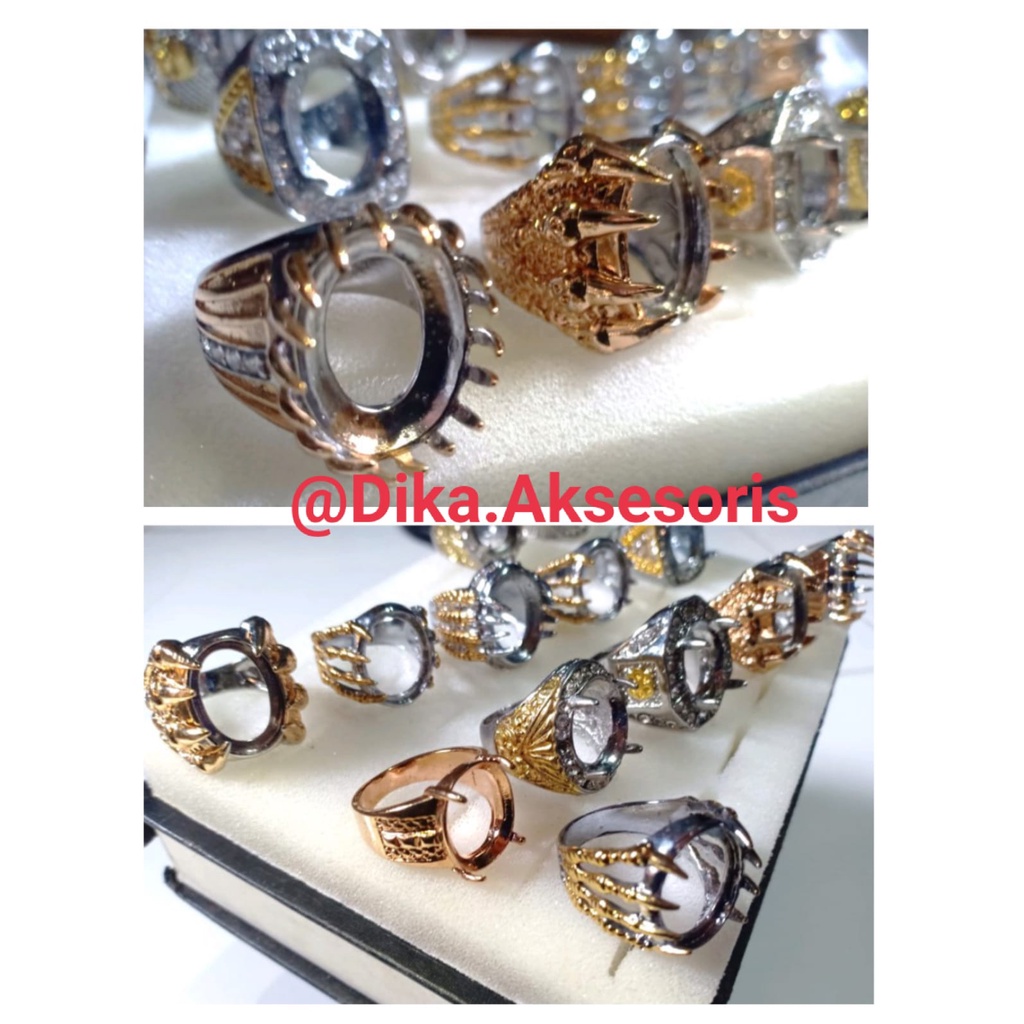 COD. Ring Cincin / Cangkang Cincin / Emban Cincin Titanium Batu Akik Model Gigi Ukuran Batu Sedang.
