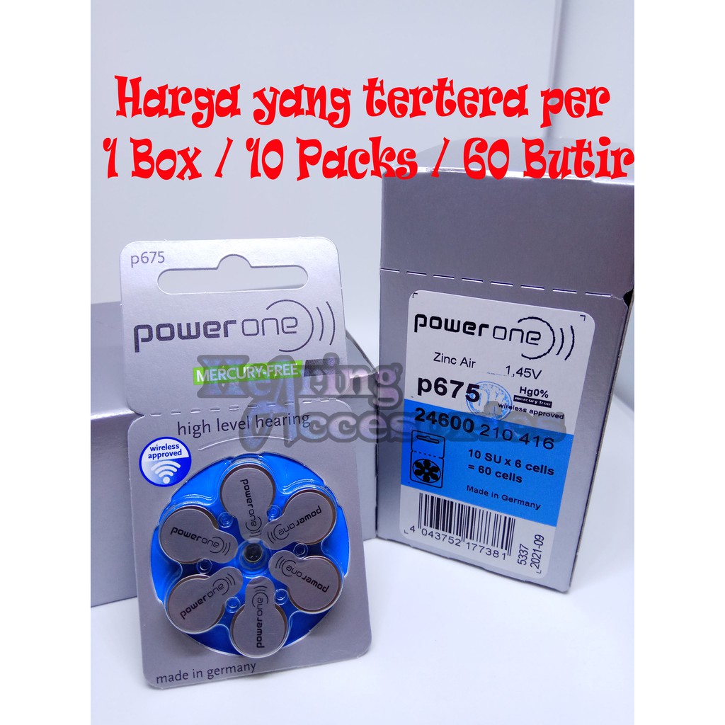 Baterai Alat Bantu Dengar Hearing Aid Battery PowerOne 675(P675) Mercury-Free