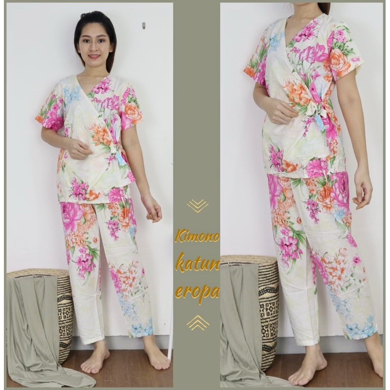 IZANY Piyama Kimono Katun Eropa Premium-TAMANIA CREAM KP