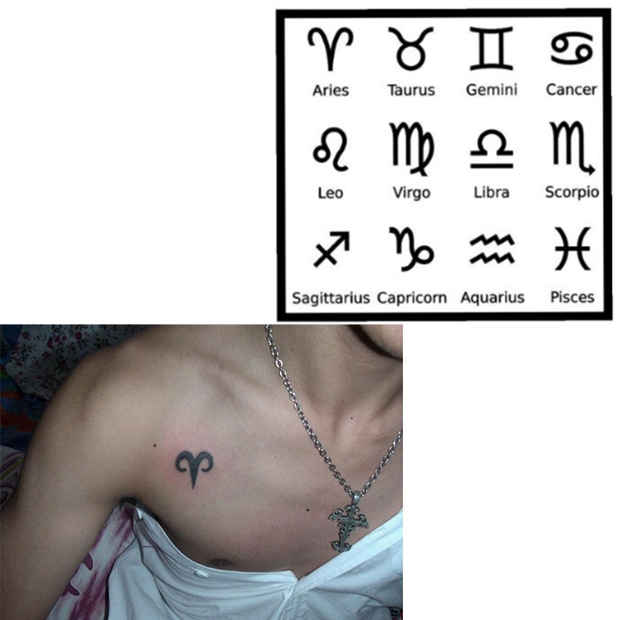 Tato Zodiak Temporer Anti Air / Tattoo Temporary Stiker Aquarius Capricorn Taurus Leo Pisces Gemini 