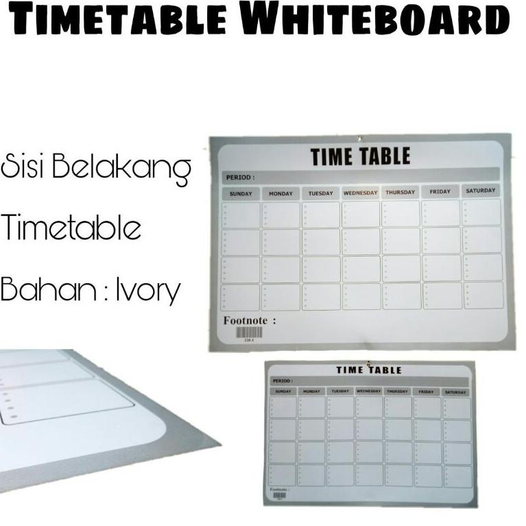 

[KODE PRODUK IVRLJ5133] TIME TABLE WHITE BOARD DUA SISI 70 x 50 cm