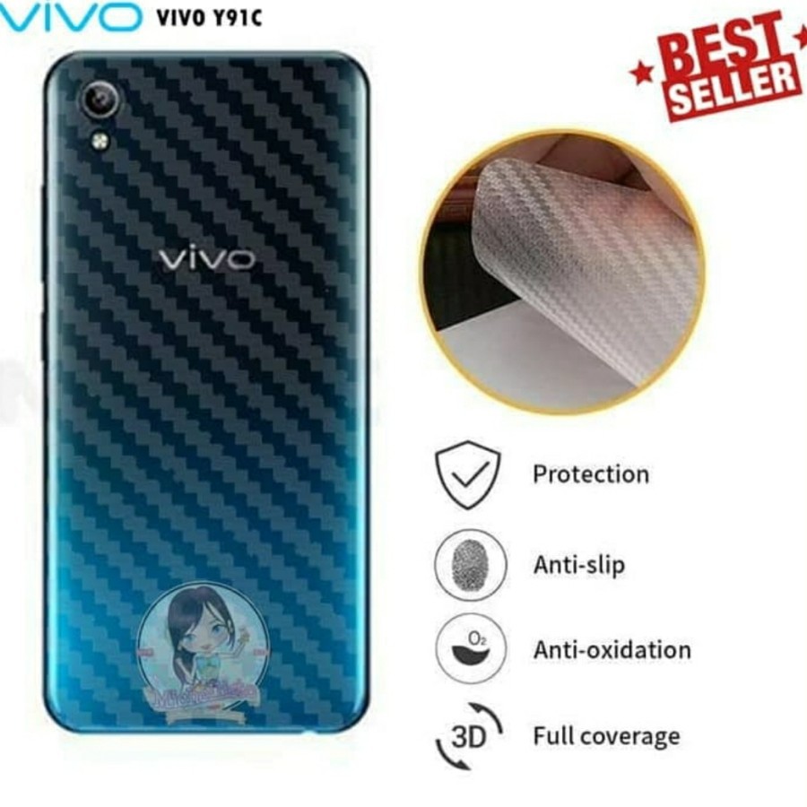 SKIN CARBON VIVO Y1S - ANTI GORES BELAKANG VIVO Y19 Y71 Y1S 2020 V19 V17 V5 V5S S1 S1 PRO - BC