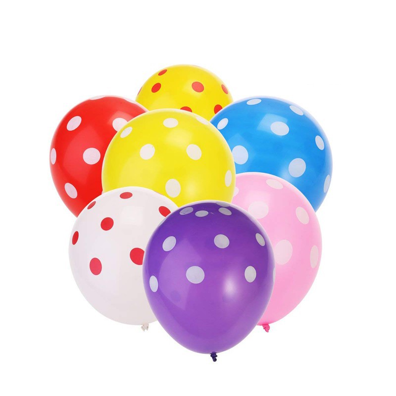 Balon Polkadot Round Banyak Warnanya, Balon Polkadot Warna-Warni, Balon Ulang Tahun, Balon Tiup