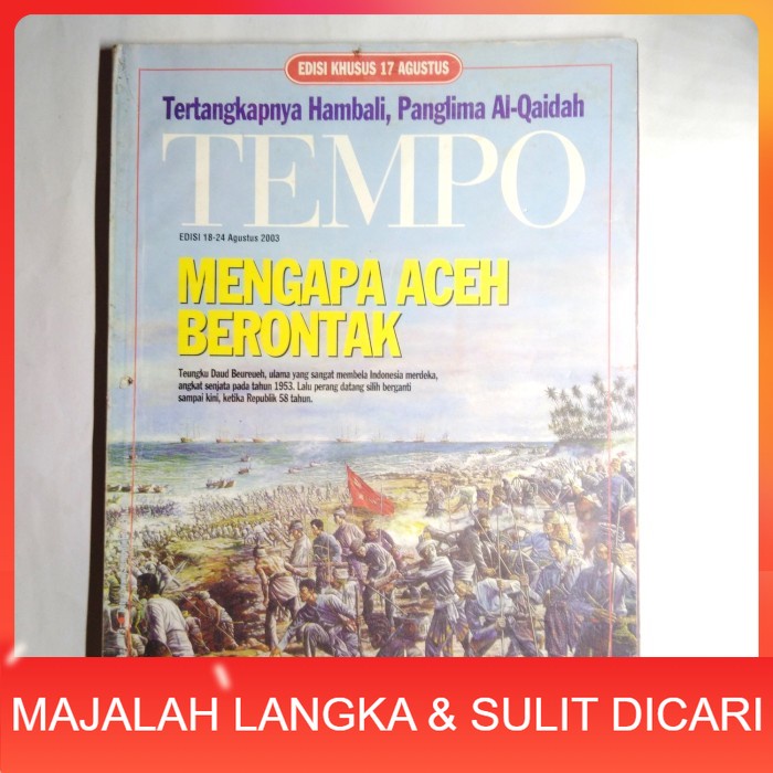Majalah TEMPO No.25 Agu 2003 Cover MENGAPA ACEH BERONTAK Langka
