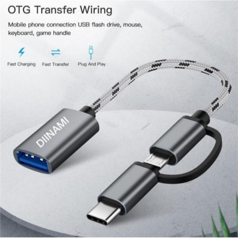 KABEL OTG 2 IN 1 MICRO TYPE C  USB DIINAMI