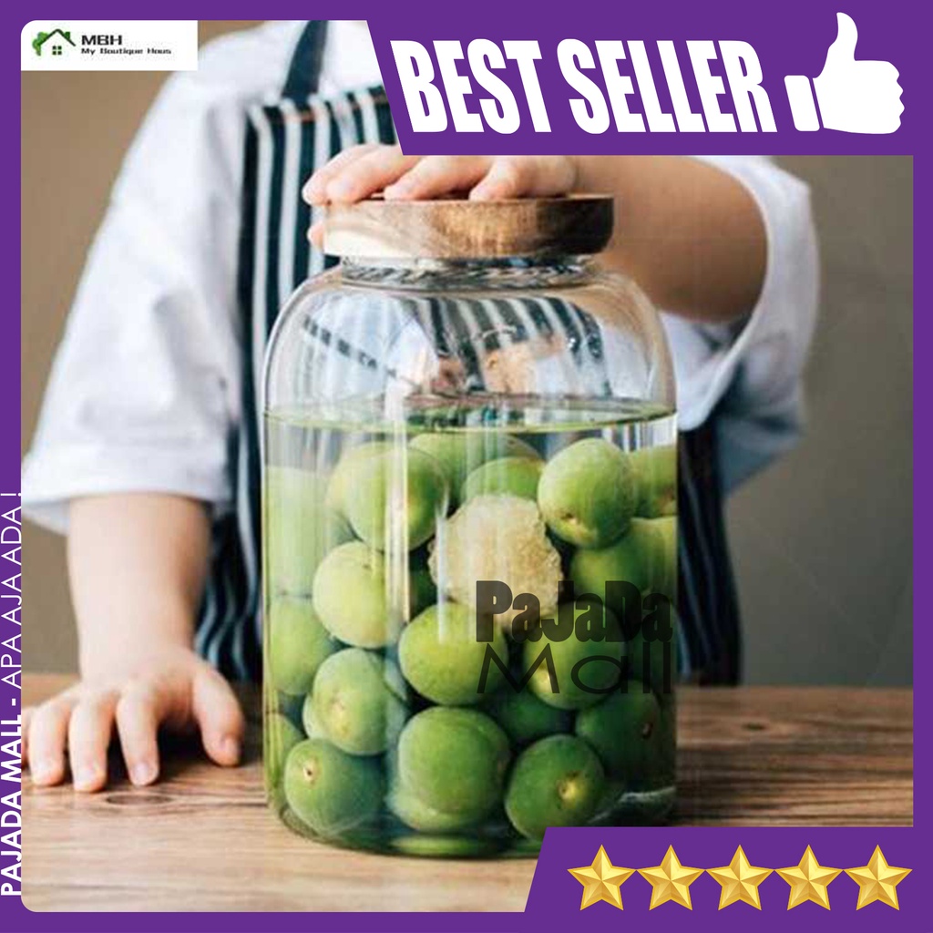 Toples Kaca Bening Kedap Udara - Toples Kaca Tutup Kayu Estetik