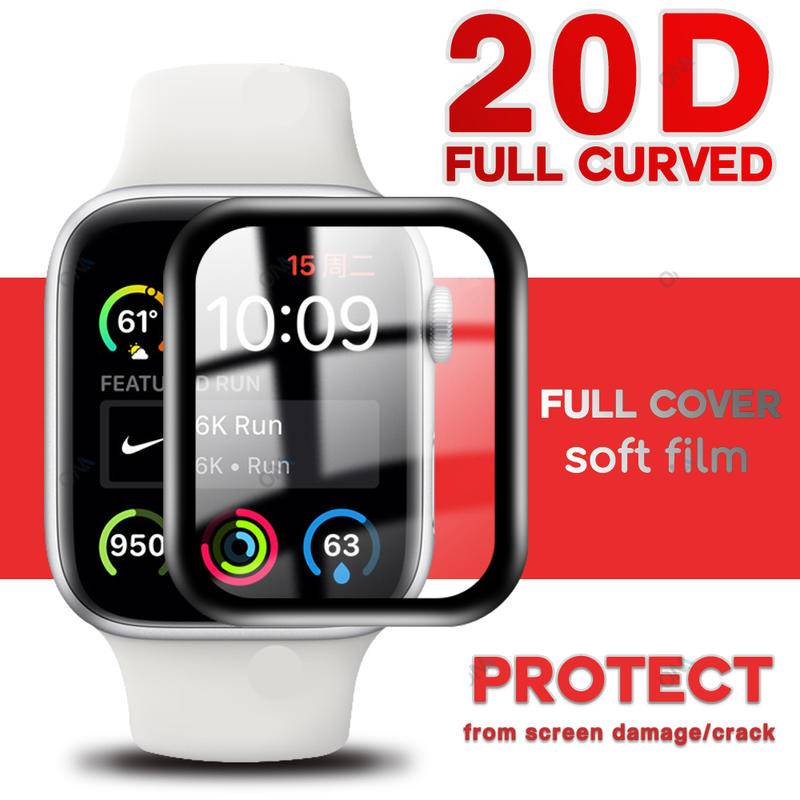 Pelindung Layar Tempered Glass 20D Curved 44mm 40mm 42mm 38mm Untuk Apple Watch Seri 7 6 5 4 3 2 1 se 45mm 41mm