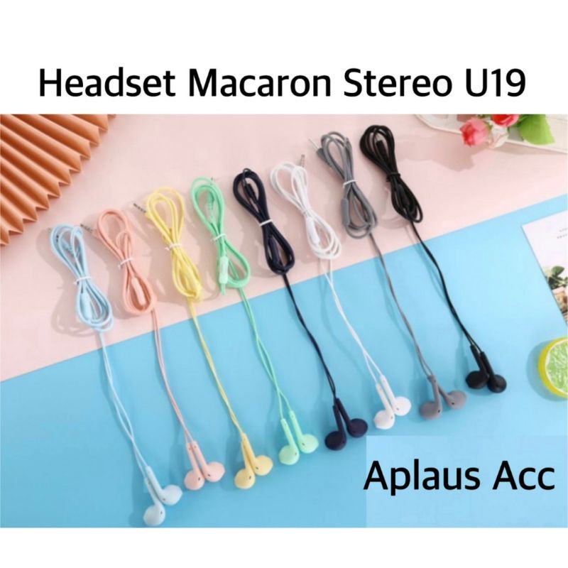 Handsfree Headset Macaron Warna U19 Original Stereo Extra Bass