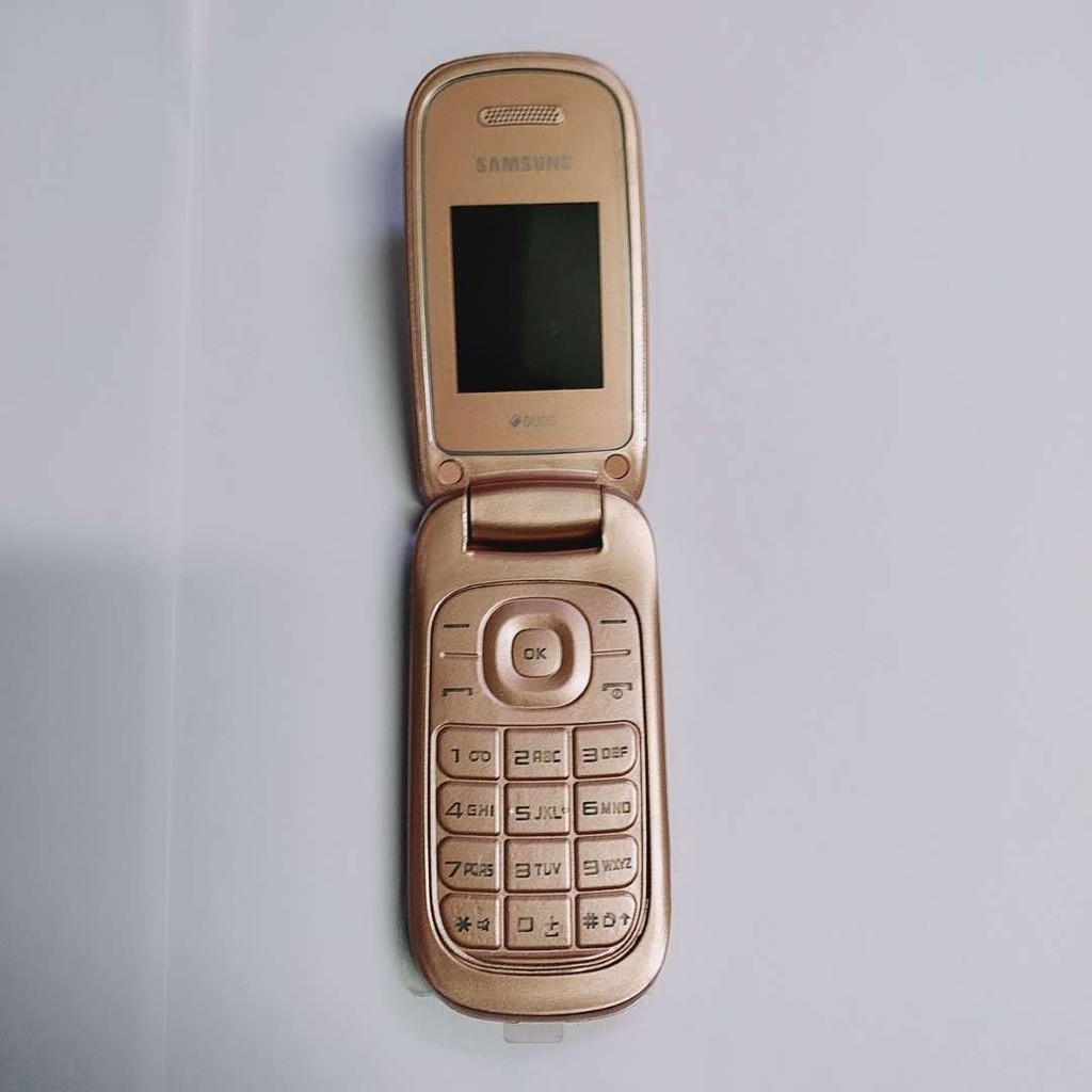 hp lipat samsung E1272 murah jadul samsung lipat dual sim-Rose Gold