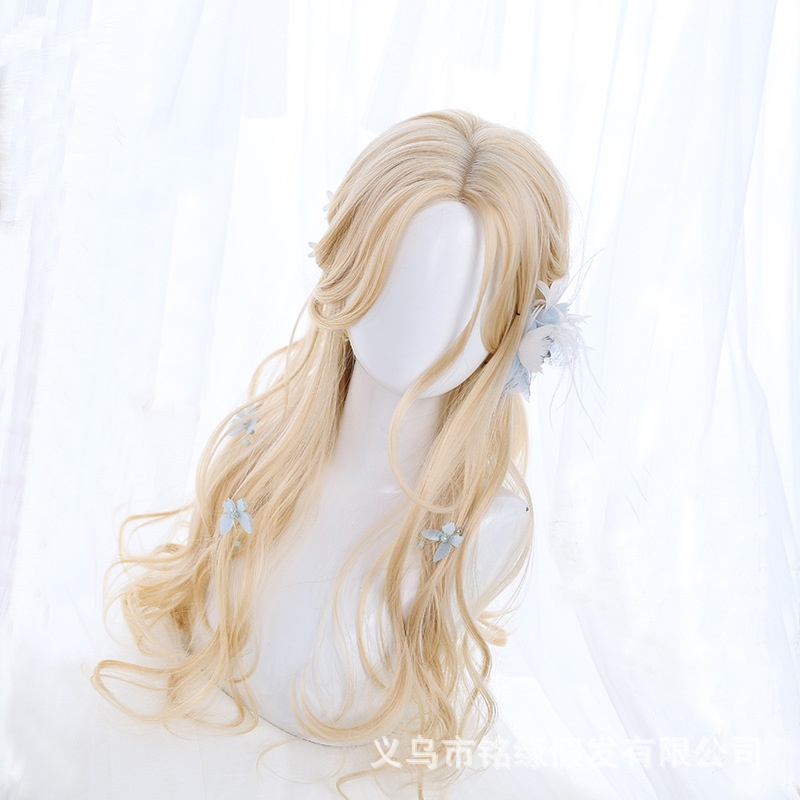 LOL-18 wig rambut palsu wanita blonde princess kpop curly cosplay daily