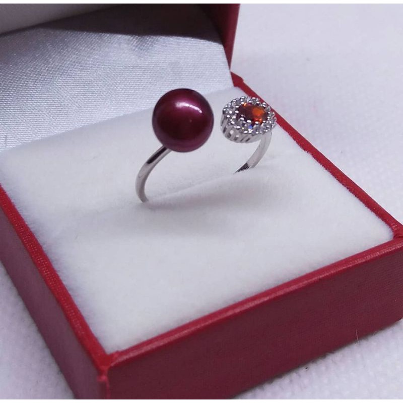 CINCIN MUTIARA MODEL FLEKSIBEL (MUTIARA TAWAR) IKAT RHDOIUM PUTIH MUTIARA LOMBOK