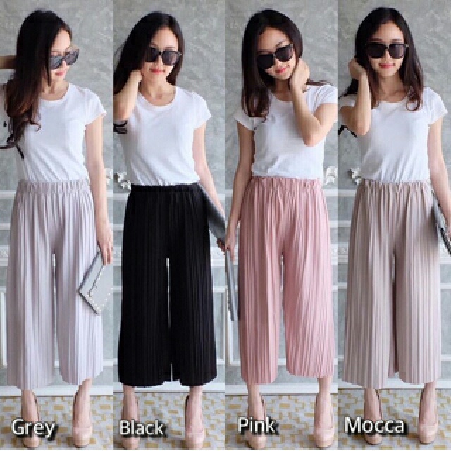 Celana kulot pendek plisket 7/8 terbaru/celana kulot plisket pendek-2