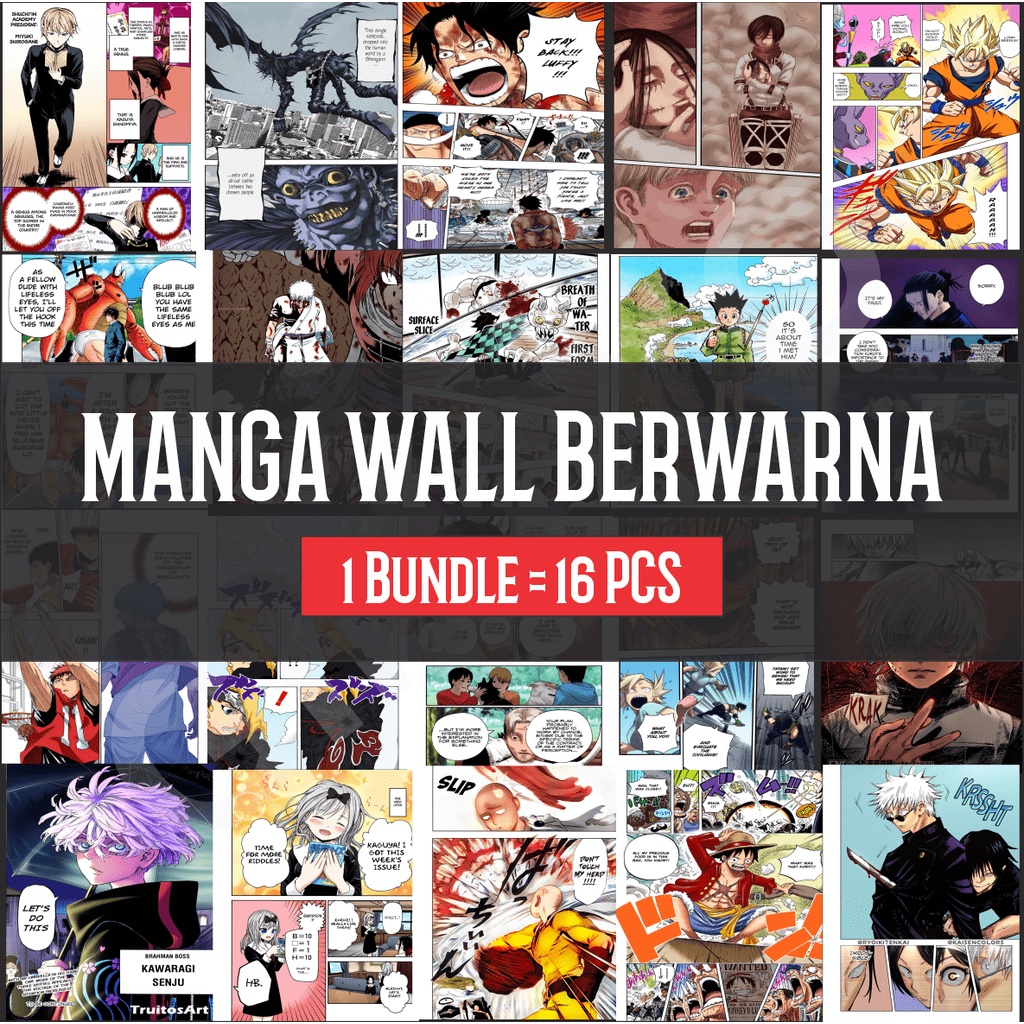 Poster Anime Manga Wall Berwarna Paket Dekorasi Dinding Komik