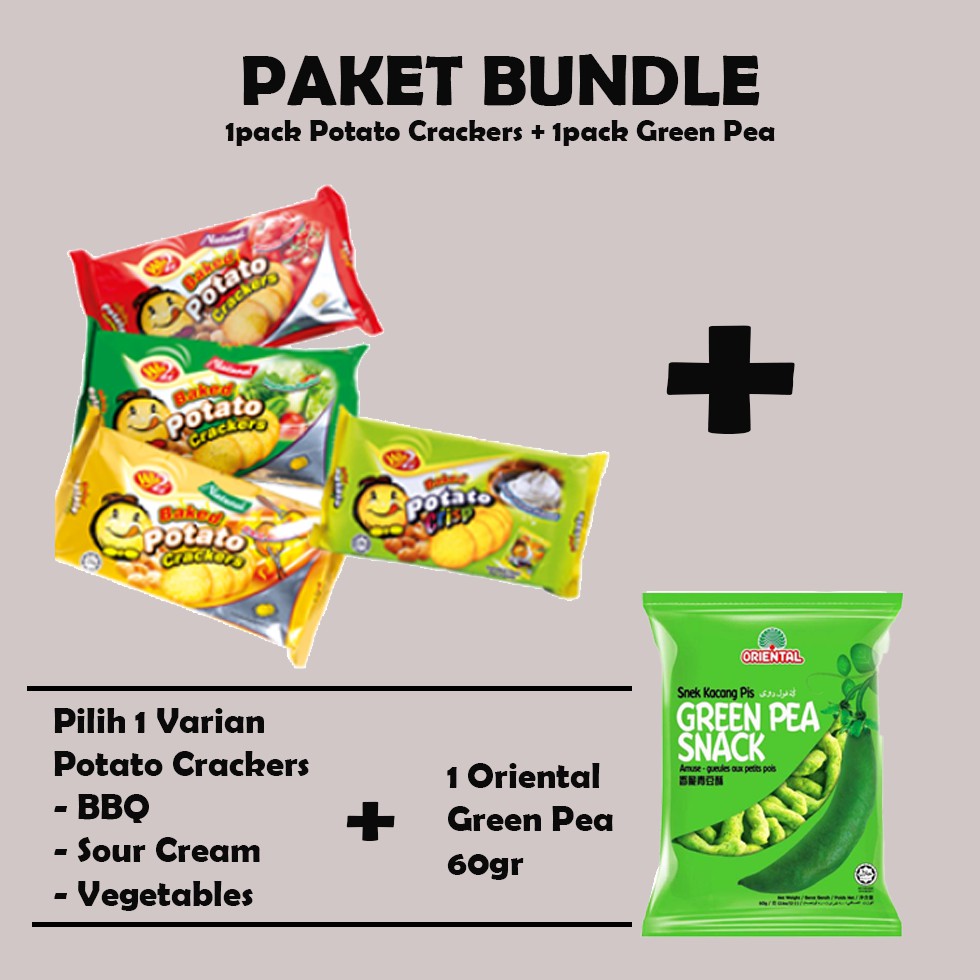 

[PAKET BUNDLE] Snack Import Oriental Green Pea 60gr + Win2 Baked Potato Crispy 120gr