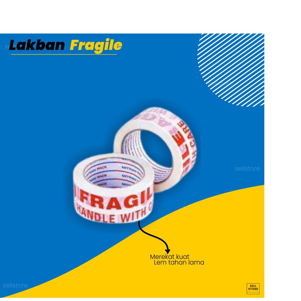 

Lakban Fragile Merah/Lakban Fregile Merk Star Tape 90 Yard
