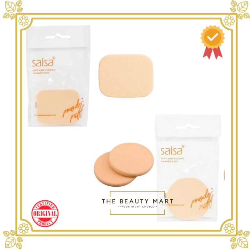 SALSA Sponge Bedak Bulat &amp; Persegi | Puff spons tepuk bedak spon |Spon Basah Coklat