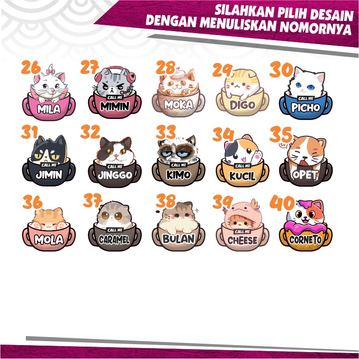 KALUNG KUCING BAHAN PVC CUSTOM DENGAN DESAIN EKSLUSIF DAN HASIL CETAK PREMIUM FREE UKIR NAMA CUSTOM 2 SISI LIONTIN BANDUL GANTUNGAN AKSESORIS ANTI KUTUTEMPAT MAKAN MINUM MAINAN BERKUALITAS LONCENG KITTEN TEMPAT TIDUR GROOMING PAKAN  COLLAR CAT PET