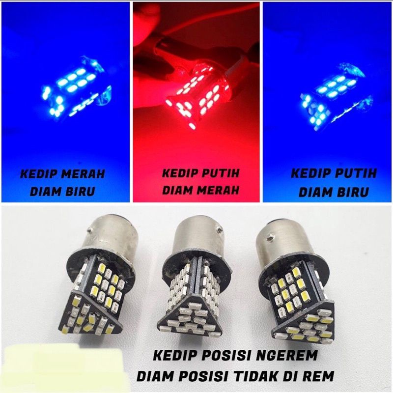 lampu stop rem segitiga 48 mata led nyala 2warna 2mode 12V AC/DC