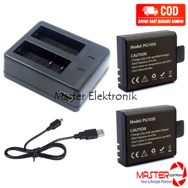 Charger Baterai 2 Slot with 2PCS Baterai for EKEN H9 H9R H8PRO H8R