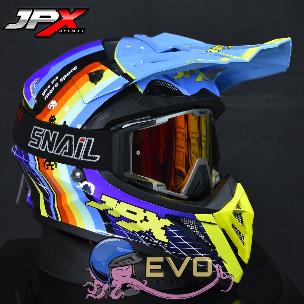 HELM JPX CROSS MOTIF LENGKAP ORIGINAL JPX KLX MOTIF CROSS HELM TRAIL ADVENTURE