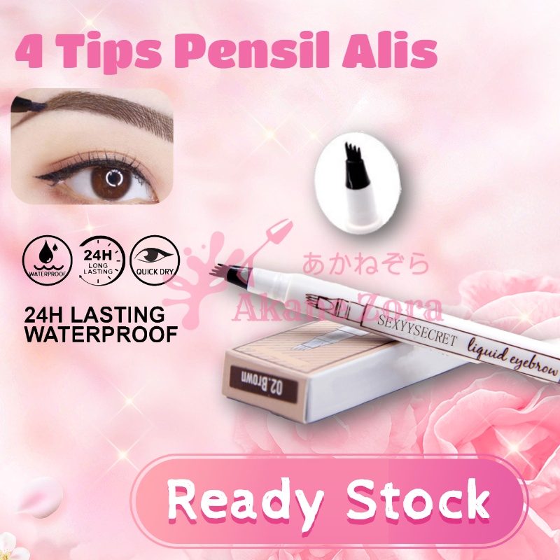 Akane Zora 4 Forks Pensil Alis Anti Air Long Lasting Eyebrow Pencil Tarik Benang Eyebrow Waterproof Untuk Sulam Cetakan Alis Pair with Bulu Mata Palsu