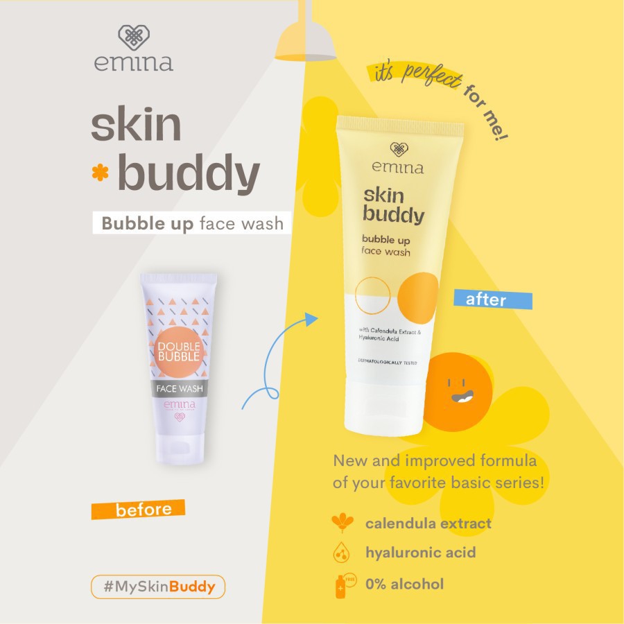 EMINA Skin Buddy Face Wash Bubble Up Dot Burst Toner Micellar Water SERIES