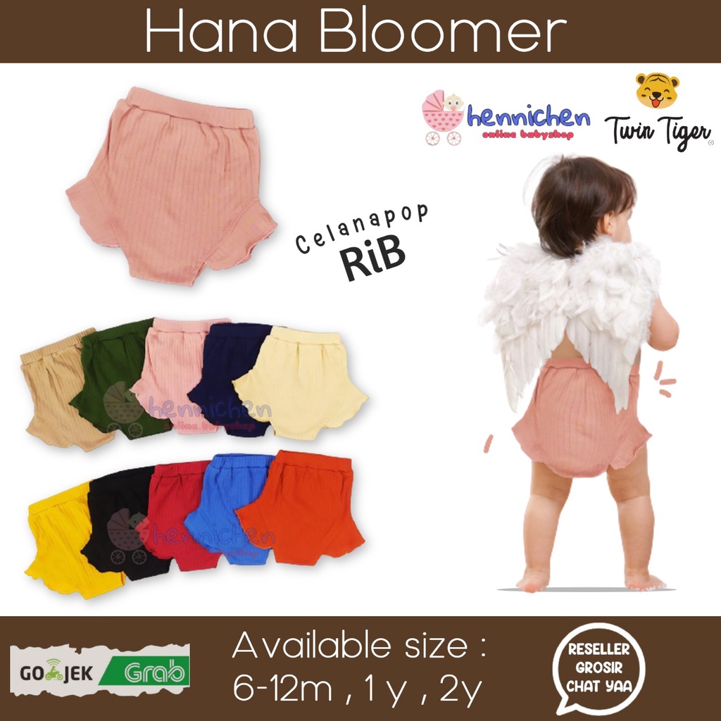 TWIN TIGER Hana Rib Bloomer Celana Rib Bloomer EXTRA SOFT - Celana Anak Perempuan Celana Pop 6m-2 T