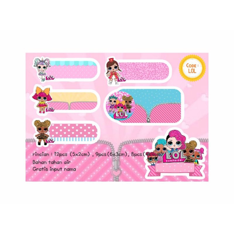 

STICKER LABEL NAMA CUSTOM character L.O.L