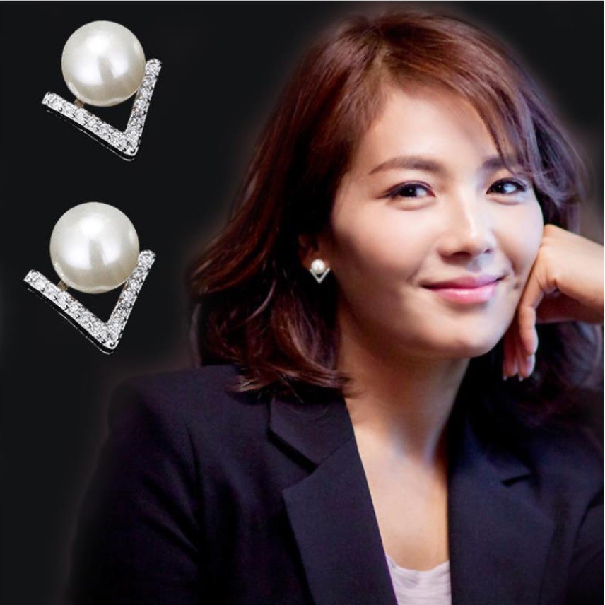 Anting Wanita E04 V PEARL Korea Fashion Women Earring Giwang Aksesoris Perhiasan Wanita