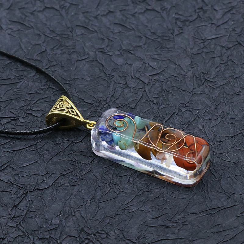 SIY  Merkaba 7 Chakras Crystal Stones Orgone Pendant Generator Energy Accumulator Orgonite Hex Chakra Pendant Necklace Unisex