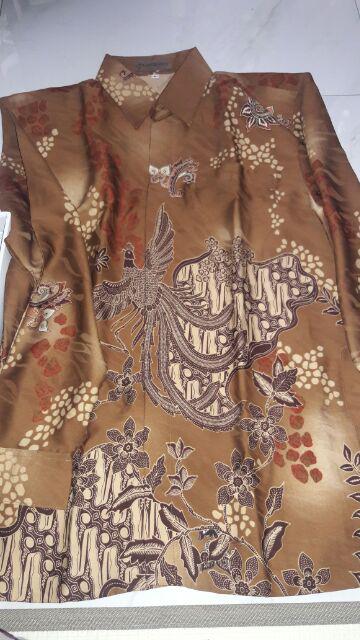 Kemeja Batik Semi Sutra Silky Lengan Panjang Batik Nu Batik Pekalongan Seragam  Kerja Solo 864288524