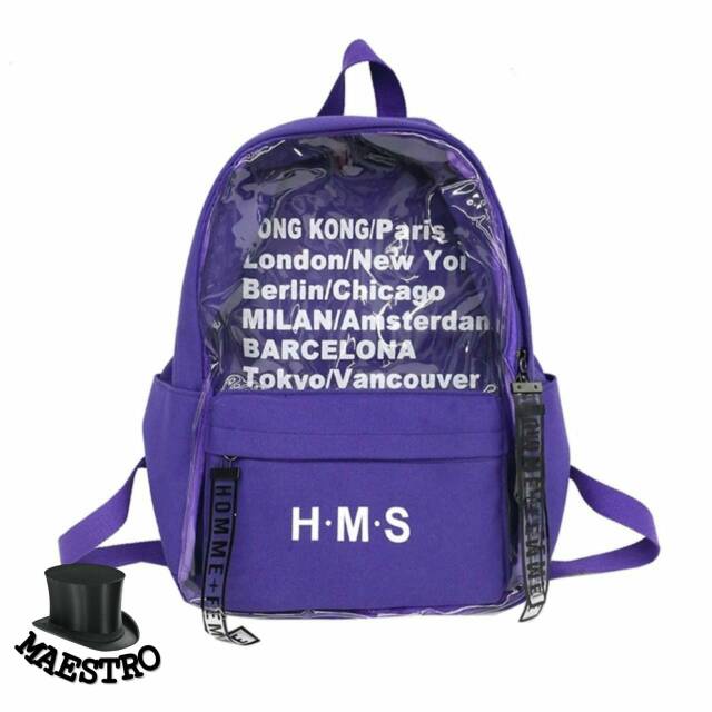 Backpack H M S transparan kombi tas ransel wanita laki tas ransel besar