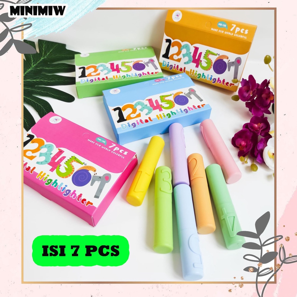 SET STABILO ANGKA / NOMOR ISI 7 WARNA SPIDOL PASTEL STABILO UNIK WARNA WARNI