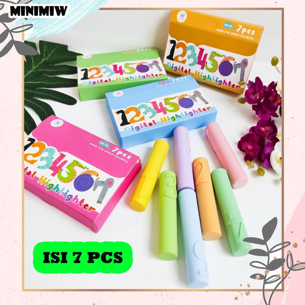 SET STABILO ANGKA / NOMOR ISI 7 WARNA SPIDOL PASTEL STABILO UNIK WARNA WARNI