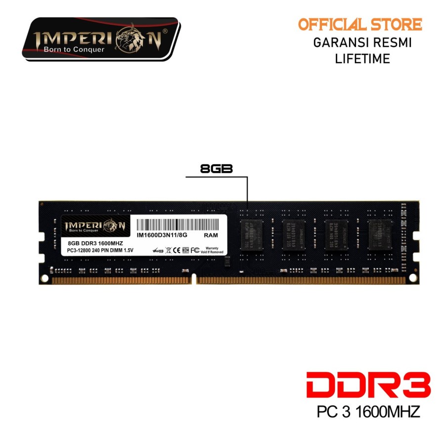 Ram Imperion 8GB DDR3 PC12800  1600mhz / Ram DDR3 8GB / Ram 8gb DDR3