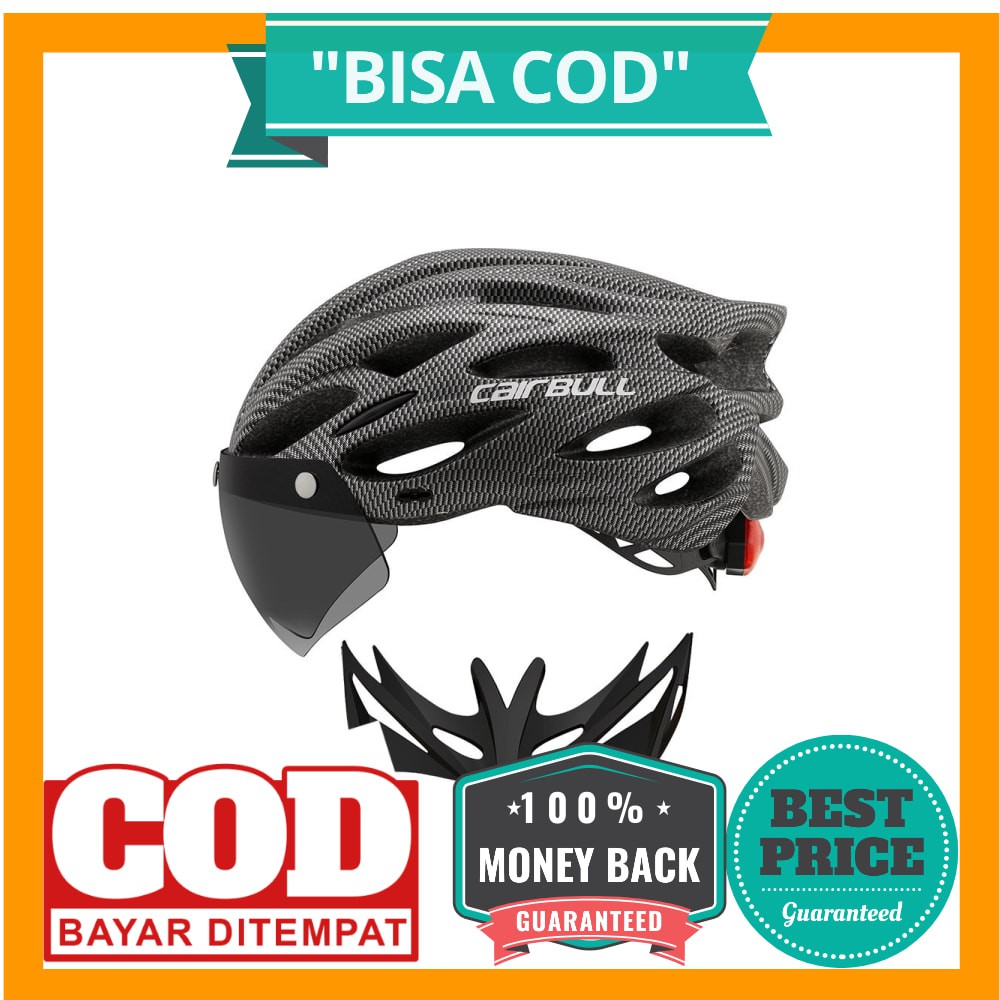 BISA COD CAIRBULL Helm Sepeda Powermeter MTB Breathable Cycling Helmet Visor Removable Lens - CB26