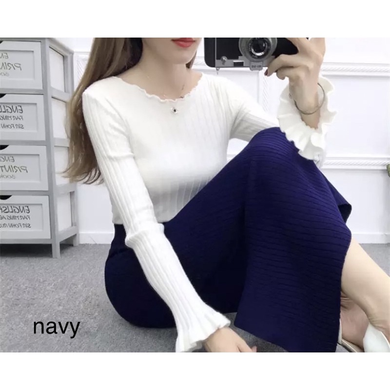 (R80) Rok Rib rajut midi skirt 80 cm
