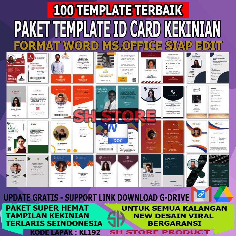 Paket Template ID CARD Kartu Nama WORD Terkini Tinggal Edit Usaha Percetakan Termurah Terlaris