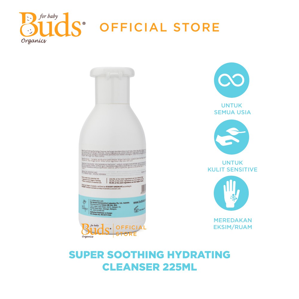 Buds Organic Super Soothing Hydrating Cleanser 225ml / Sabun Shampoo Bayi - BABY MINISTRY