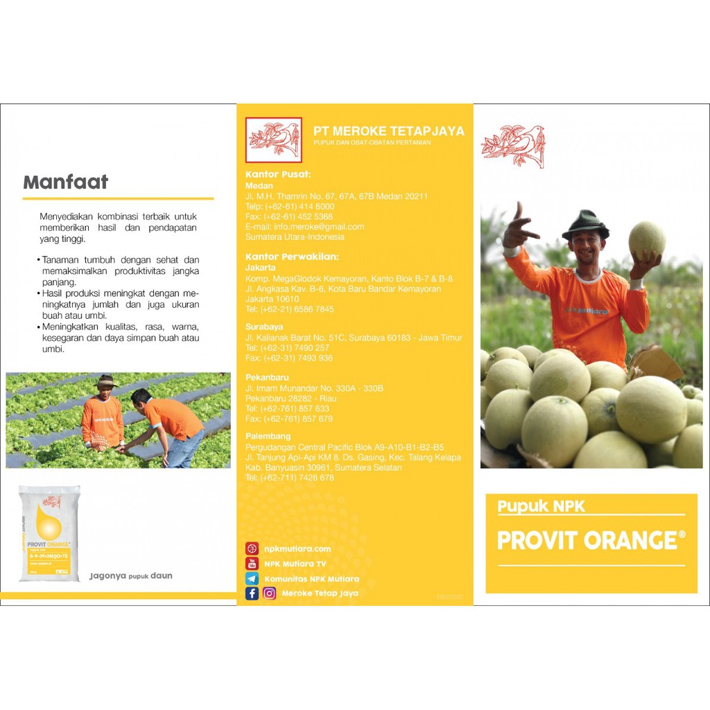 PUPUK MEROKE PROVIT ORANGE NPK DAUN KEMASAN PABRIK 500 GRAM