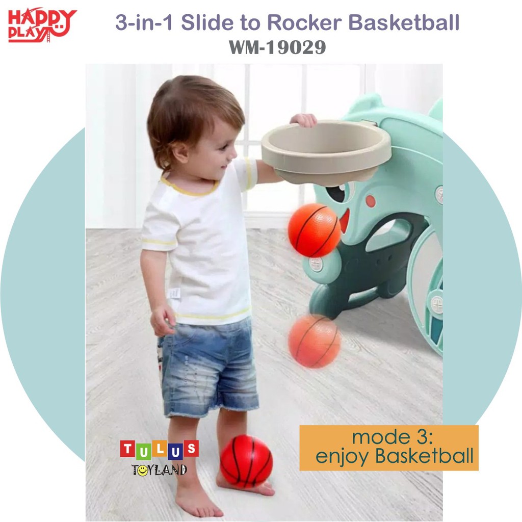 Perosotan Kuda kudaan Happy Play 3 in 1 Slide Rocker Basketball 3in1 Jungkat Jungkit Rocking Horse