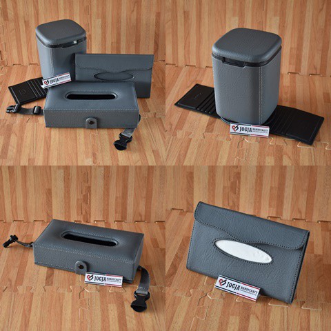 1 Set Aksesoris Interior mobil - Kotak Tissue Headrest, Tempat Tisu Sunvisor &amp; Car Dustbin